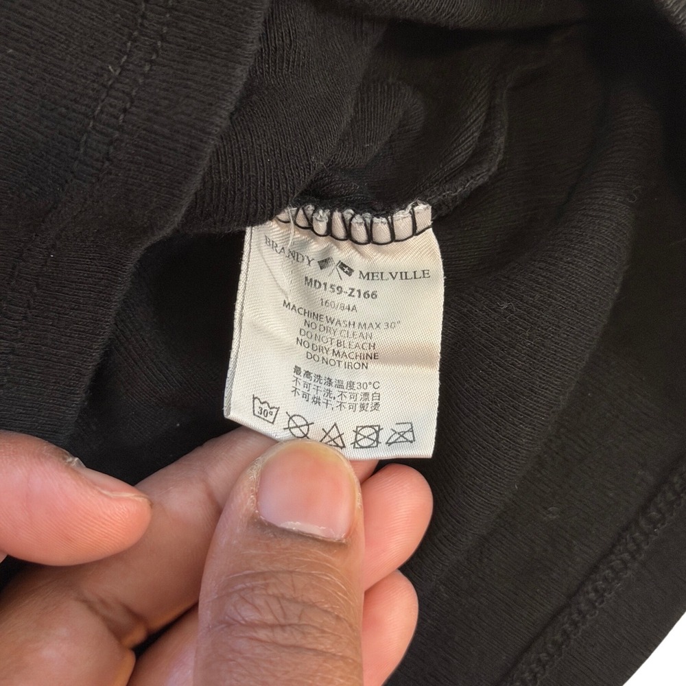 Brandy Melville Black Hailie Top Short Sleeve Crew Neck Tee One Size - Picture 4 of 6